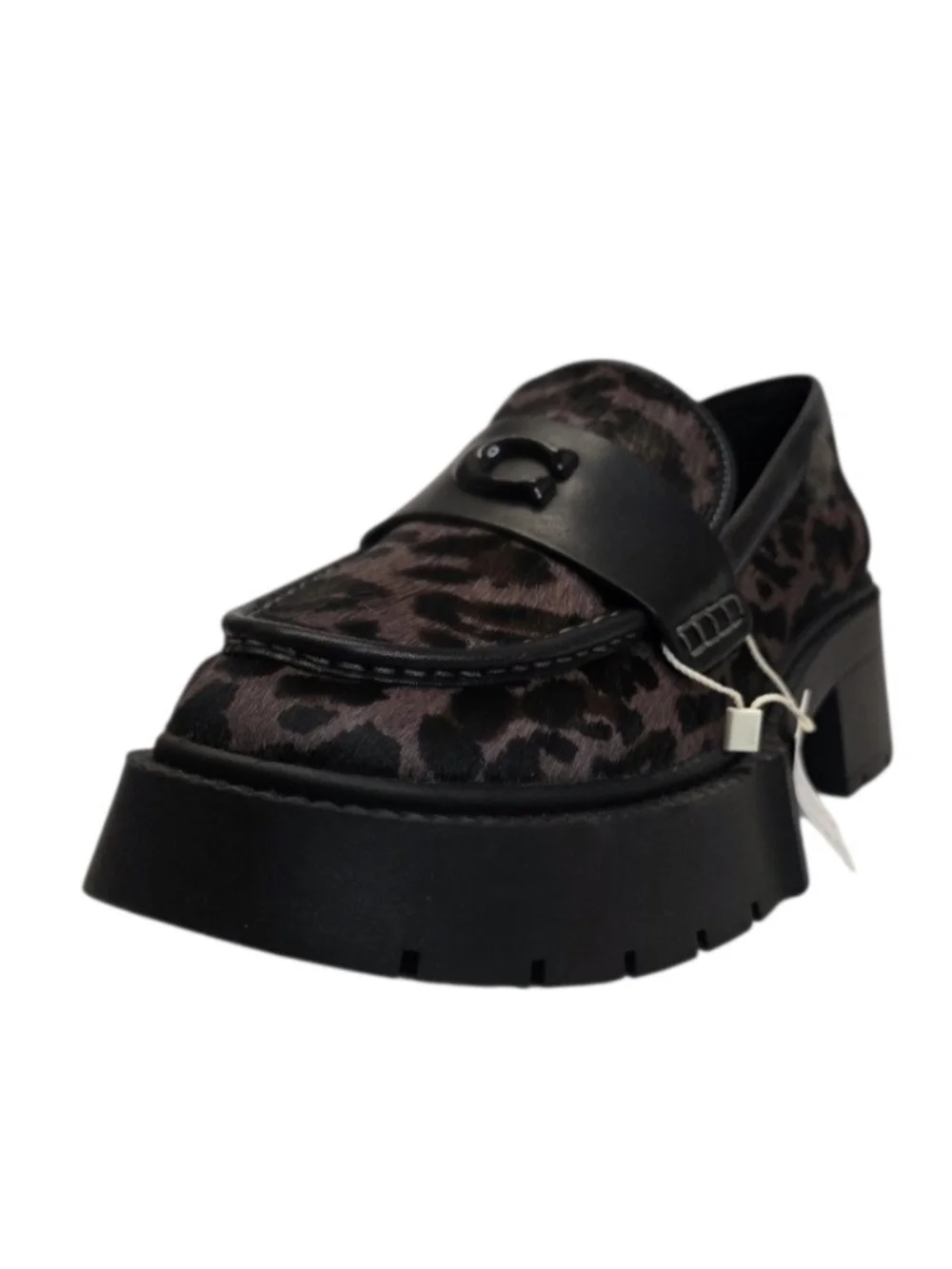 New Coach Leah Platform Leopard Print Haircalf Loafers Casual Shoes Women's 8 B